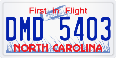 NC license plate DMD5403