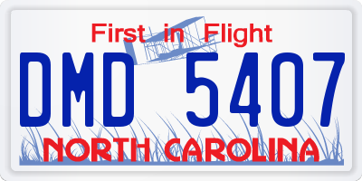 NC license plate DMD5407