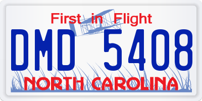 NC license plate DMD5408