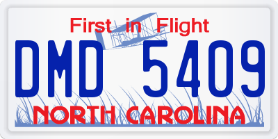 NC license plate DMD5409