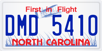 NC license plate DMD5410