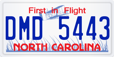 NC license plate DMD5443