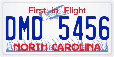 NC license plate DMD5456