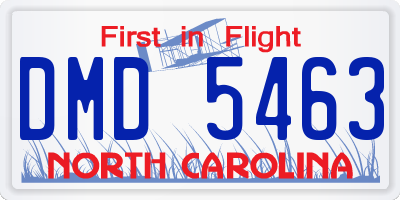 NC license plate DMD5463