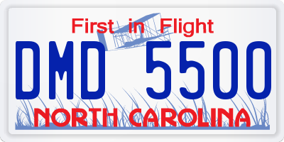 NC license plate DMD5500