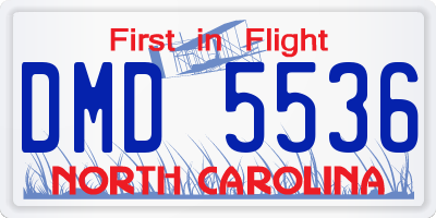 NC license plate DMD5536