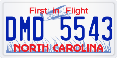 NC license plate DMD5543