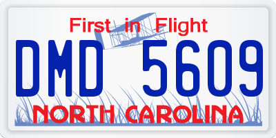 NC license plate DMD5609