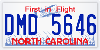 NC license plate DMD5646