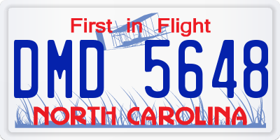 NC license plate DMD5648