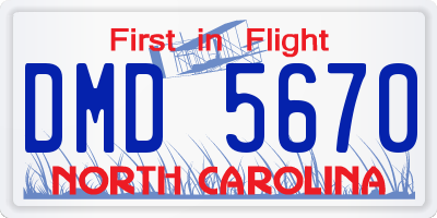 NC license plate DMD5670