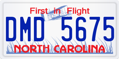 NC license plate DMD5675