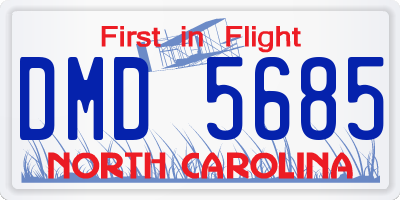 NC license plate DMD5685