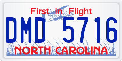 NC license plate DMD5716