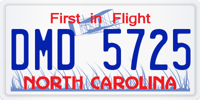 NC license plate DMD5725