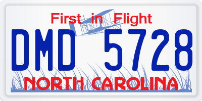 NC license plate DMD5728