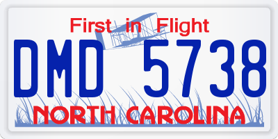 NC license plate DMD5738