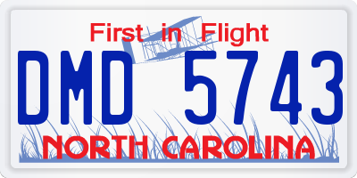 NC license plate DMD5743