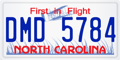 NC license plate DMD5784
