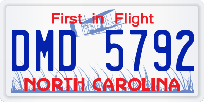 NC license plate DMD5792
