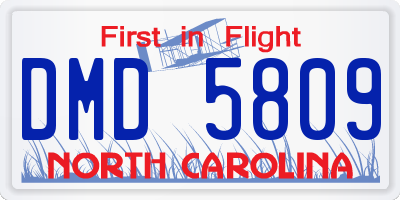 NC license plate DMD5809