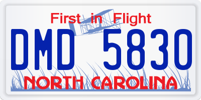 NC license plate DMD5830
