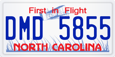 NC license plate DMD5855