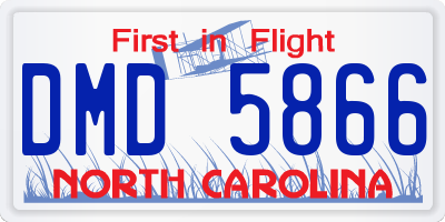 NC license plate DMD5866