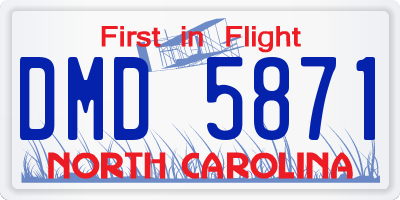 NC license plate DMD5871