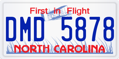 NC license plate DMD5878