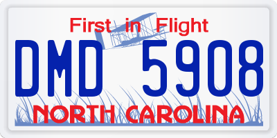 NC license plate DMD5908