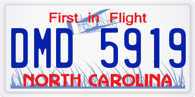 NC license plate DMD5919