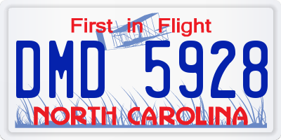NC license plate DMD5928