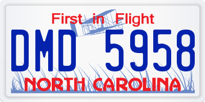 NC license plate DMD5958