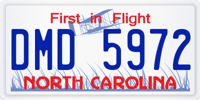 NC license plate DMD5972