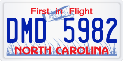 NC license plate DMD5982