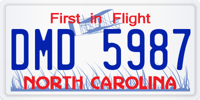 NC license plate DMD5987