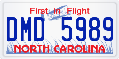 NC license plate DMD5989