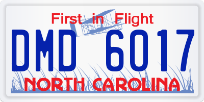 NC license plate DMD6017