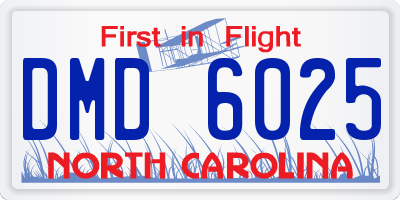 NC license plate DMD6025