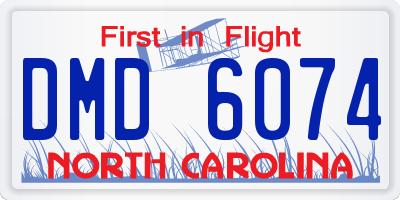 NC license plate DMD6074