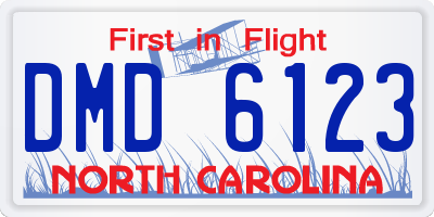 NC license plate DMD6123