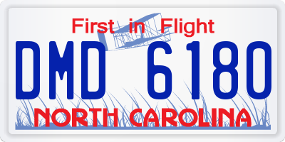 NC license plate DMD6180