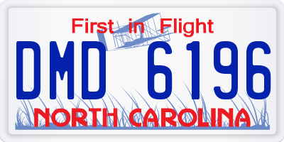 NC license plate DMD6196