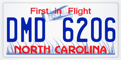 NC license plate DMD6206