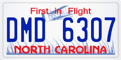 NC license plate DMD6307