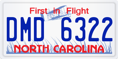 NC license plate DMD6322