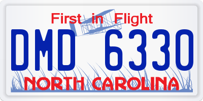 NC license plate DMD6330