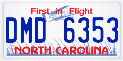 NC license plate DMD6353