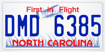 NC license plate DMD6385